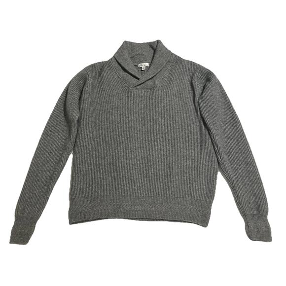Mens Peter Millar Long Sleeve Sweater Collar Elbow Pads Wool Yak Cashmere Gray L - Picture 1 of 14